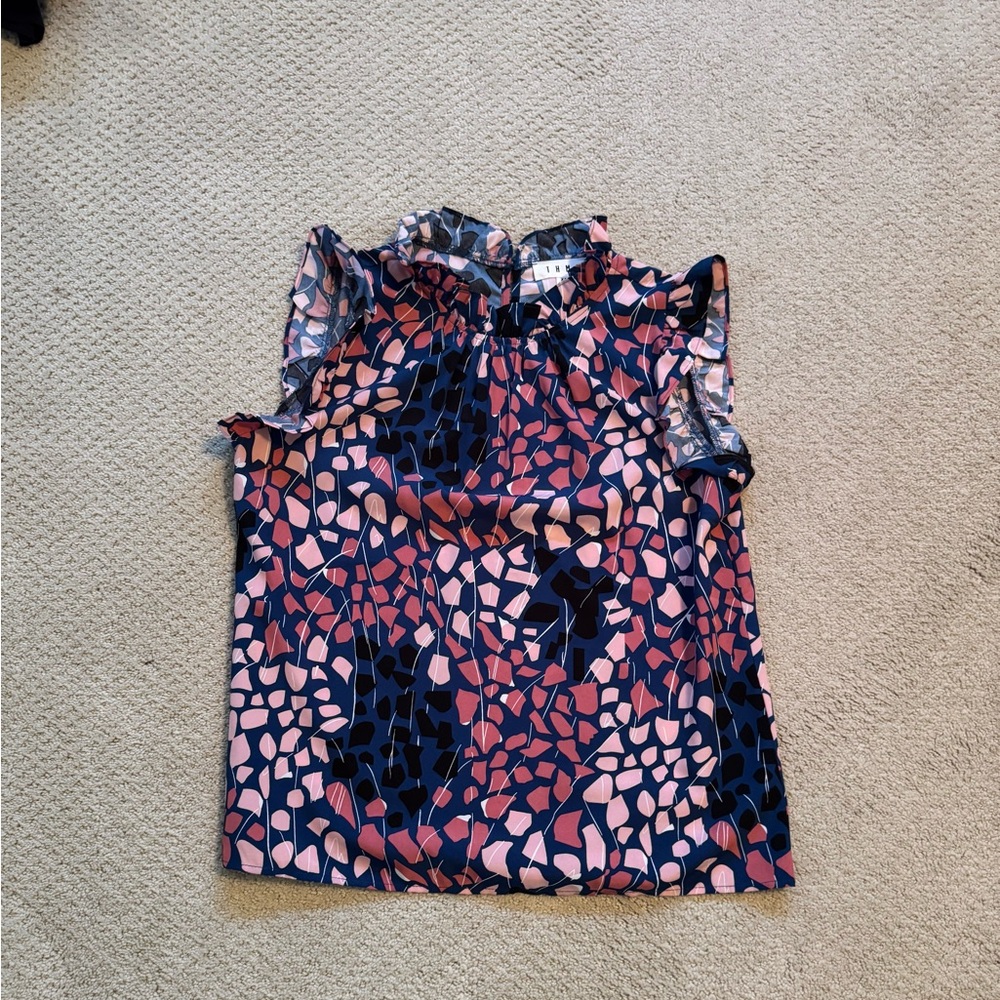 THML Women's Pink and Navy Blouse